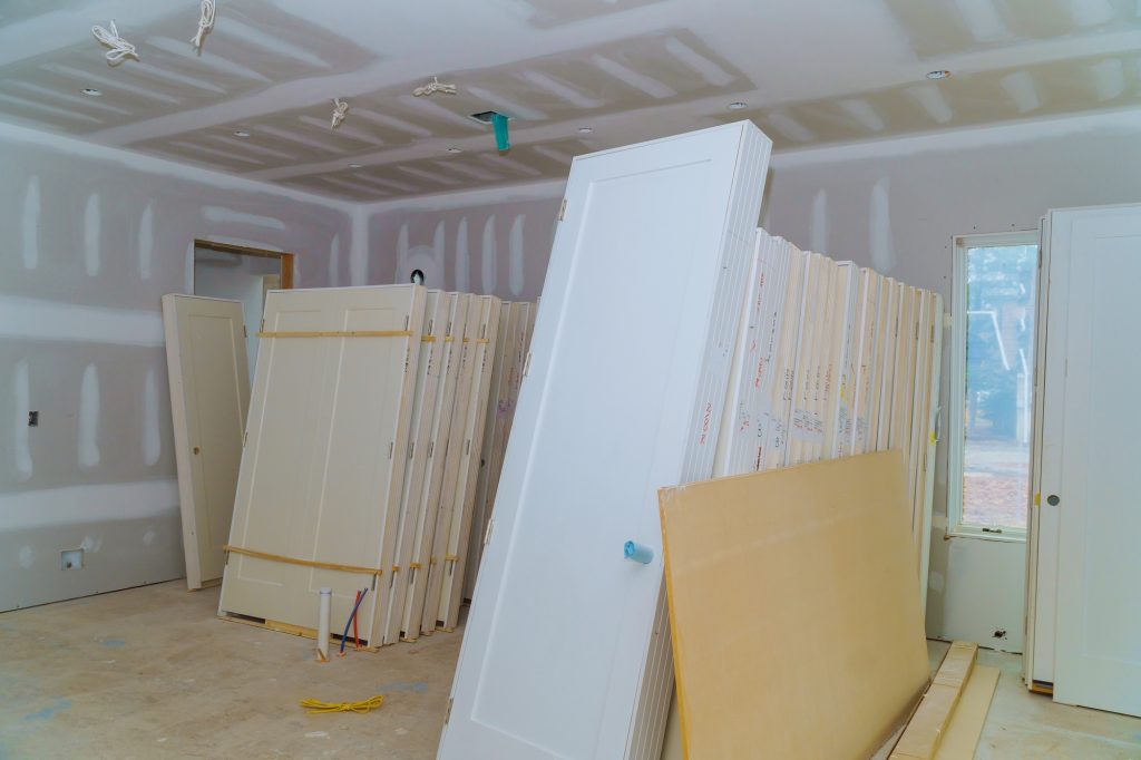 Construction building industry new home construction interior drywall tape and finish details